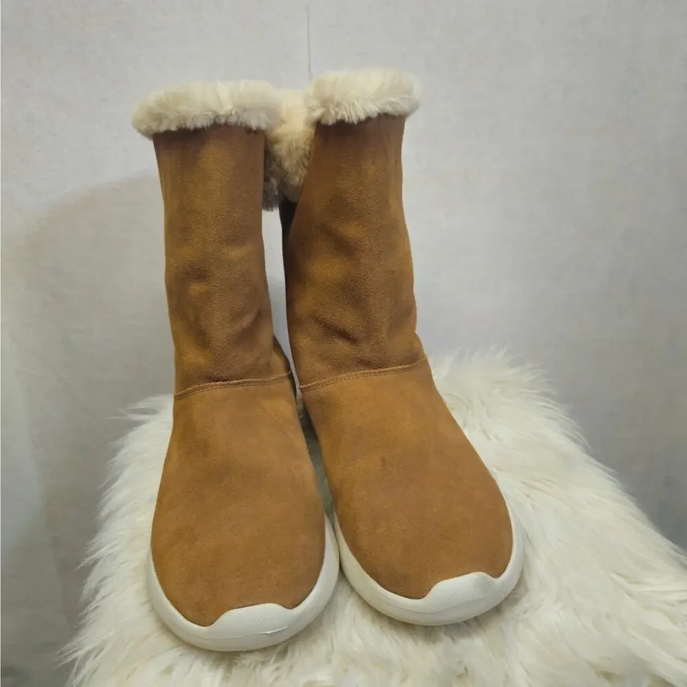Skechers Goga Mat Gen 5 Winter Boots Suede Leather Size 11 Faux Fur Lined